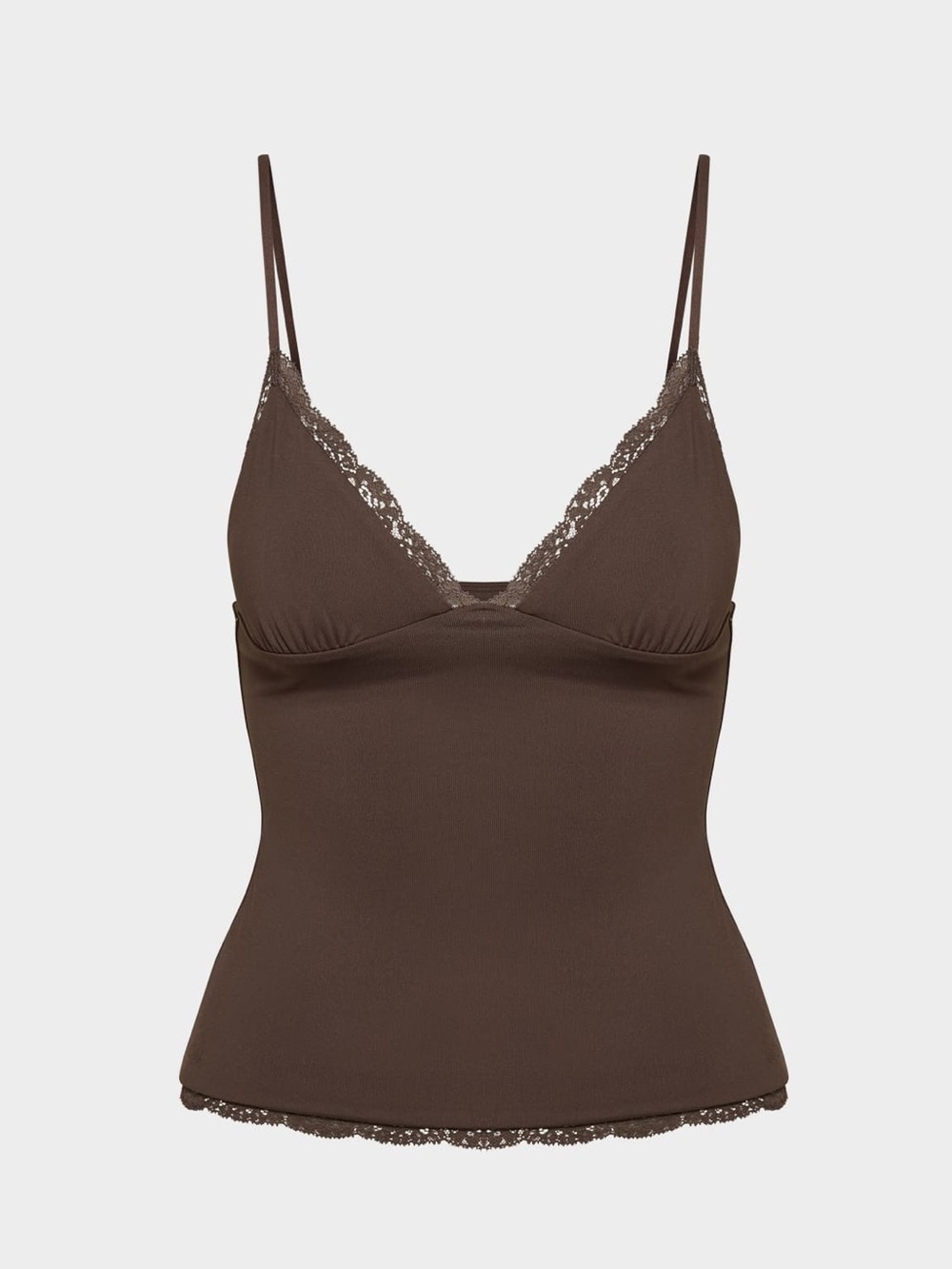 Aritzia Contour Rich Mocha Brown Lace-Trim Tank